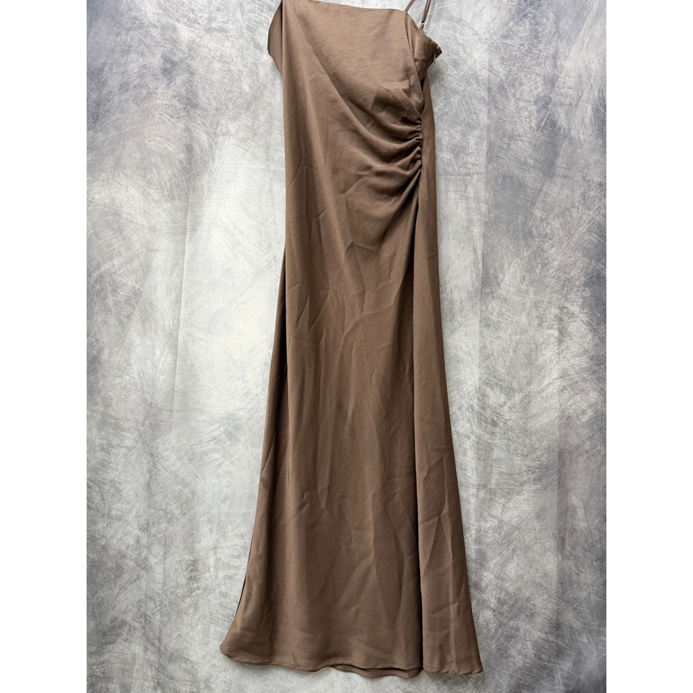 House of Harlow‎ 1960 Brown Ruched Side Maxi Dress Square Neck Spaghetti Strap S